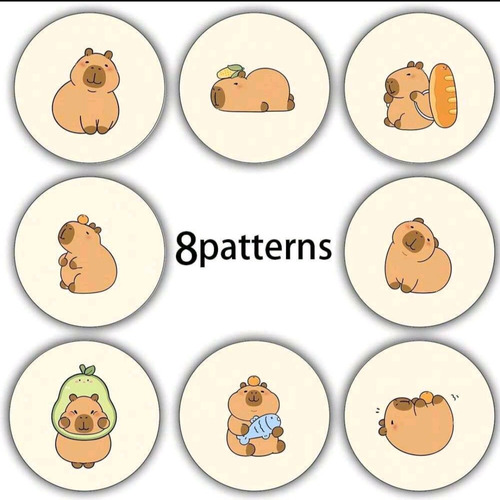 Stickers Capibara Tierno Rollo Con 500 Piezas