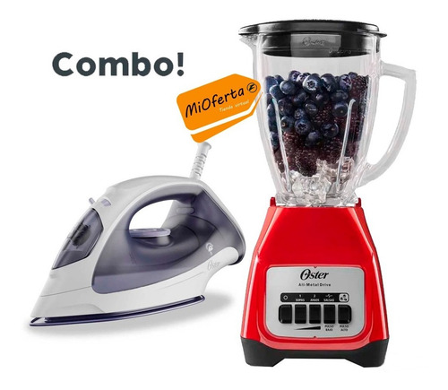 Combo Oster Licuadora Blstkagrpb + Plancha Gcstbs3802