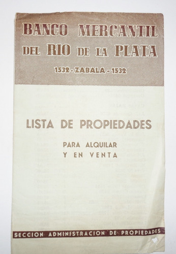 Antiguo Folleto Del Banco Mercantil Del Rio De La Plata.