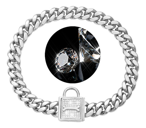 Pradog Collar De Cadena Para Perro Con Bloqueo De Circonita