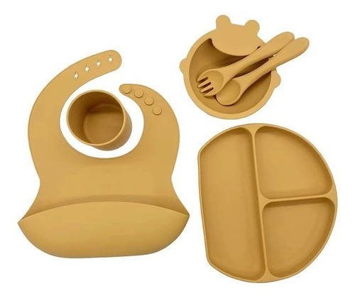 Set De Alimentación Silicona Platos Bebe 6 Piezas 