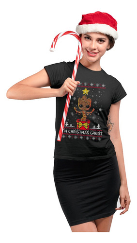 Playera Negra De Navidad De I M Christmas Groot En Oferta