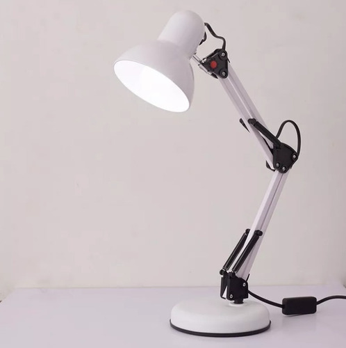 Lámpara De Escritorio Metal 360 Grados Ergonómico Con Brazo Blanco