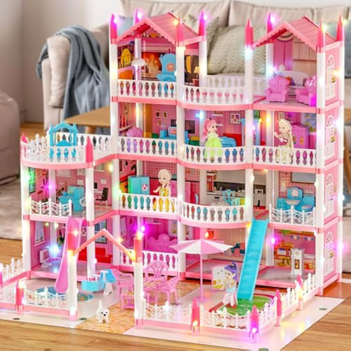 Casa De Muñecas De Ensueño Enorme De 4 Pisos Con