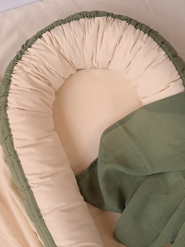 Nido De Contencion + Manta De Gasa Para Bebe Verde