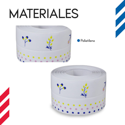 Cinta Adhesiva Para Calafateo Diler Tira Autoadhesiva Impermeable Sellador Para Juntas Baño Cocina Tina De Pvc 4cm X 3mts Diseño Flores