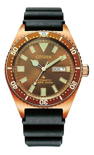 Reloj Citizen Promaster Automatic Ny012508w Hombre Color De La Malla Negro Color Del Bisel Naranja Color Del Fondo Naranja