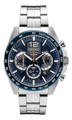 Seiko Reloj Cronógrafo De Acero Inoxidable Tono Plateado P.