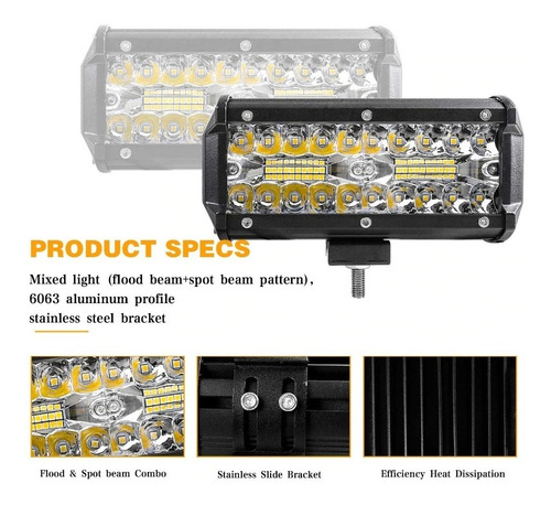 Par Barra Faro Auxiliar Led 120w 40 Leds Cree Spot/flood
