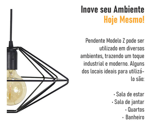 Pendente Aramado Modelo Z - Cores 127/220V