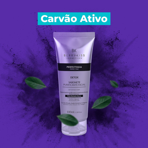 Imagem 3 de 6 de Sabonete Facial Purifica Pele Carvão Ativado Argila Negra