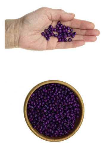 Cuentas De Madera - Color Morado Oscuro -50g- Manualidades