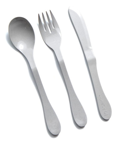 Juego De Cubiertos Reutilizables De Bambú 24 Piezas Gris