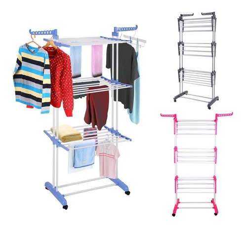 Tendedero Ropa Colgador Pechero Plegable 3 Niveles