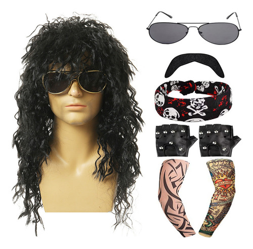 Peluca Black Turban Para Cosplay De Halloween, Punk Y Heavy