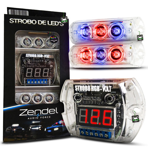 Kit 2 Faróis Strobo Automotivo + Central Zendel Led Forte