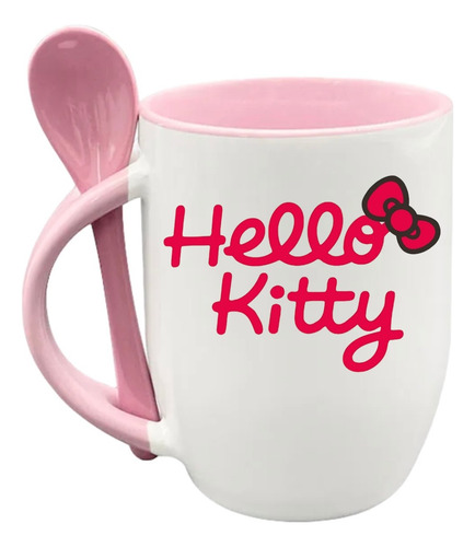 Taza Con Cuchara Hello Kitty 320ml Hello Kitty Osito Cerámic Rosa Hello Kitty