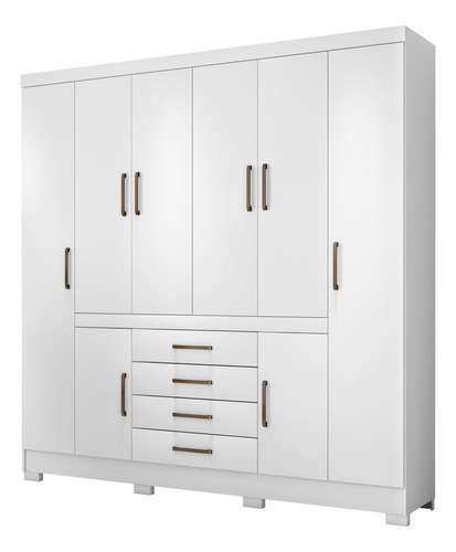 Guarda Roupa Casal 8 Portas 4 Gavetas New Realce D02 Branco