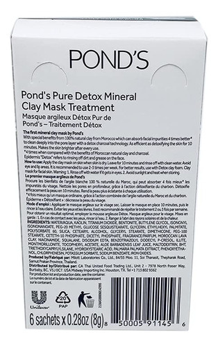 Mascarilla De Arcilla Pond's Pure Detox Mineral Charcoal Con
