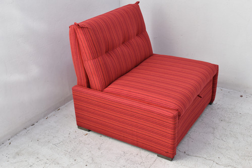 Sillón Cama 1 Plaza Sin Apoya Brazo Rojo Rocky Rayado