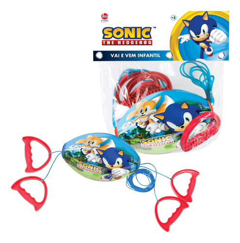 Brinquedo Vai E Vem Infantil Sonic P/ Diversão Cordas Nylon