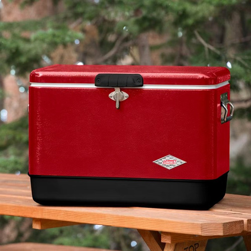 Conservadora Coleman Acero Inox 54qt 51 L Roja Steel Belted