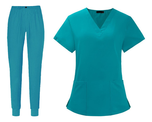 . Uniforme Scrub Set Top Y Pantalones Lavable A Máquina