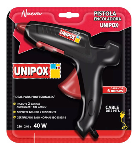 Pistola Silicona Unipox 40w Cable 2mts 220v 