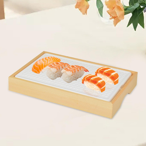 Sashimi Sushi Servindo Prato De Gelo Sushi Servindo Malha