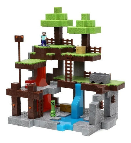 Imagen 2 de 6 de Minecraft Set Nano Scene Con 2 Figuras
