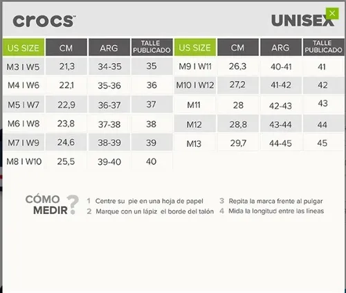 Crocs cheap size chart
