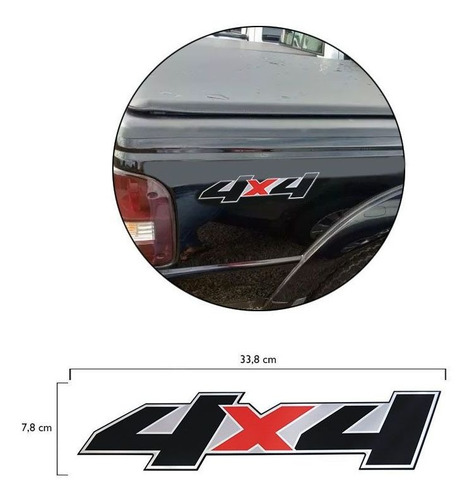 Imagem 3 de 3 de Par De Adesivos 4x4 Ford Ranger 2007 À 2009 Preto No Cromado