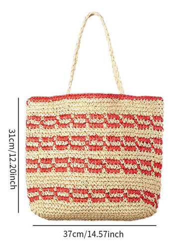 Bolso De Hombro Tejido Bolso De Playa Portátil Para
