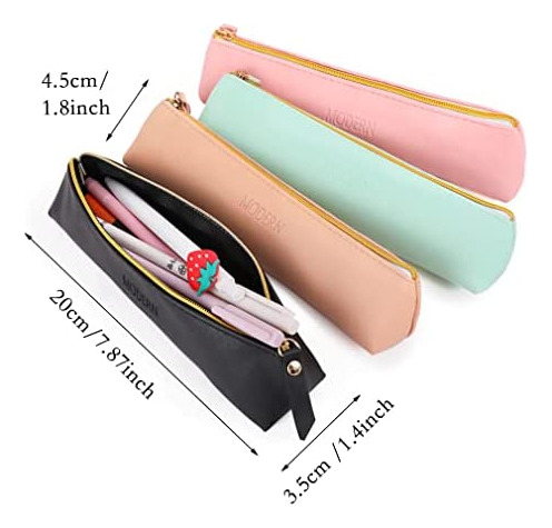 Isuperb - Estuche Pequeño De 4 Piezas Para Lápices, De Piel
