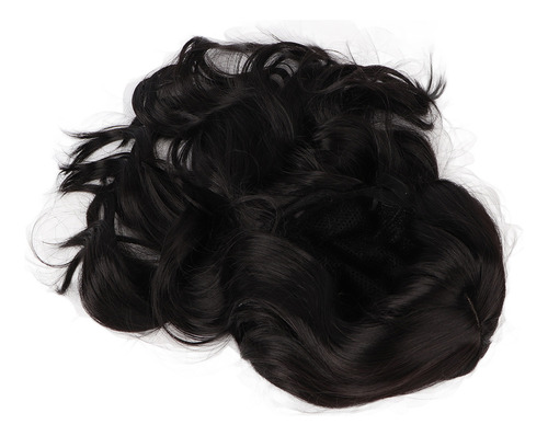 Peluca Rizada For Mujer Longitud Media Color Negro