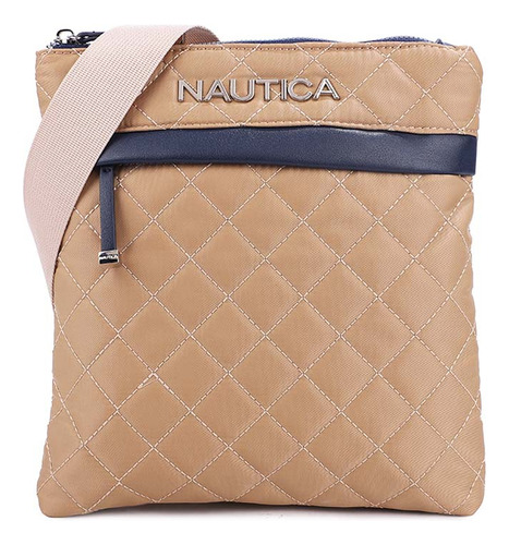 Bolsa Crossbody, Marca Nautica Para Dama. Color Camel Correa De Hombro Camel Diseño De La Tela Capitonado