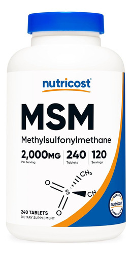 Nutricost Suplemento Msm 2000 Mg Con 240 Tabletas Hecho Usa Sabor S/n