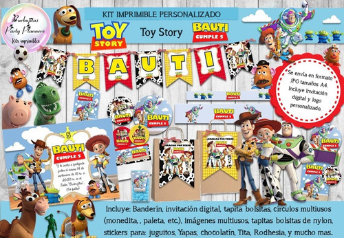 Kit Imprimible Candy Bar Toy Story Personalizado