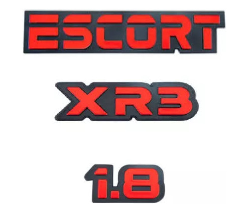 Kit Emblemas Insignias Ford Escort Xr3 1.8 Color Rojo 88/92