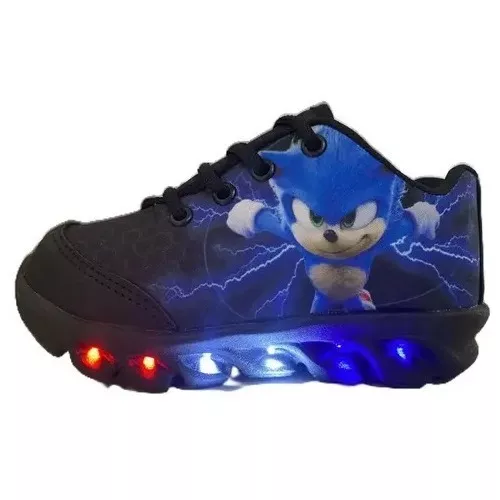 Tênis Infantil LED SONIC de Menina Com Led Luzinha Personagem