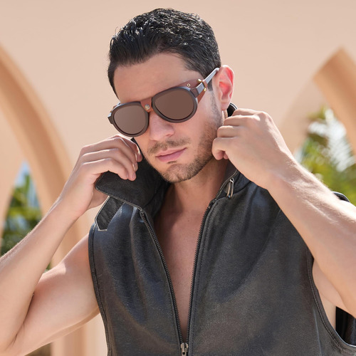 Macjero Gafas De Sol Polarizadas Retro Aviador Steampunk Con
