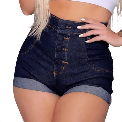 Shorts Jeans Feminino Cintura Alta Meia Coxa Bermuda MercadoLivre