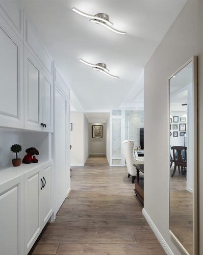 Lampara De Techo Led Regulable Curva Con 2 Luces Blancas Nickel-22.5in