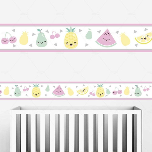 Imagem 2 de 2 de 2 Faixas Decorativa Adesivo Border Infantil Fruta Frutinhas
