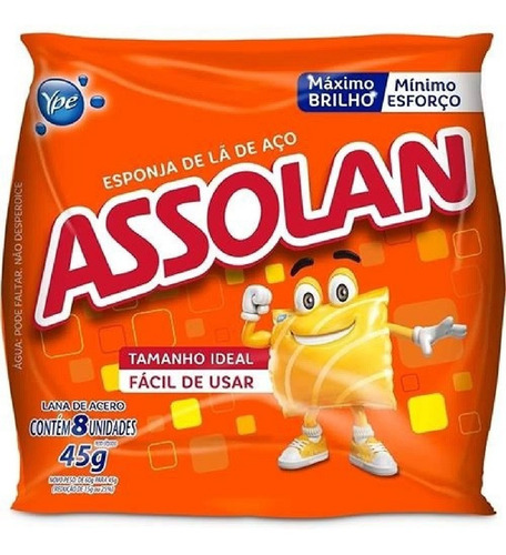 Kit 1 Fardo Lã De Aço Assolan Panela Brilho Com 8 Unidades
