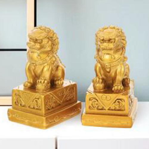 2 Figuras De Leones Guardianes De , Decoración 5cmx4cmx7cm