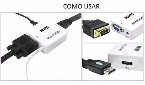 Imagem 3 de 4 de Conversor Adaptador Vga P/ Hdmi Com Saida De Audio Cabo P2