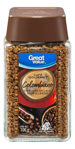 Cafe Soluble Great Value Colombiano Gourmet 100gr