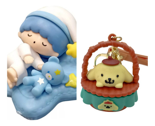 Llavero Kitty Pompompurin Canastita Mas Figura Importada Combo Llavero Mas Figura