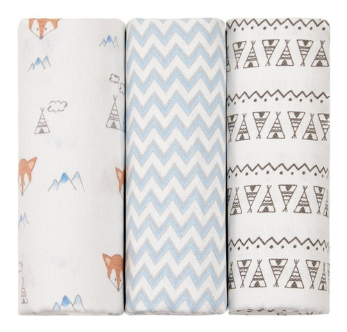 Manta Cueiro Papi Flanelado 100 Cm X 80 Cm 03 Unidades